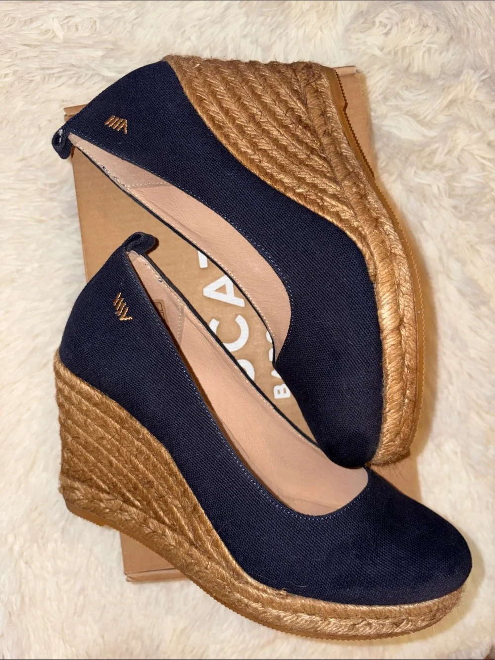 VISCATA Navy Espadrille Wedge Heels